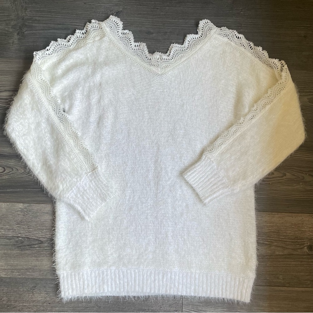 Soft Oversized Sweater with Lace Details